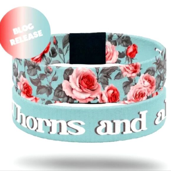 ZOX "THORNS AND ALL" #679 FLORAL ROSE BLOG POSITIVE AFFIRMATIONS WRISTBAND - Picture 1 of 9